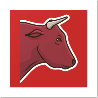 Danger Cow Head Sticker design vector illustration. Animal object icon concept. Farm animal cow cartoon character sticker design. Eid Mubarak icon concept. Posters and Art